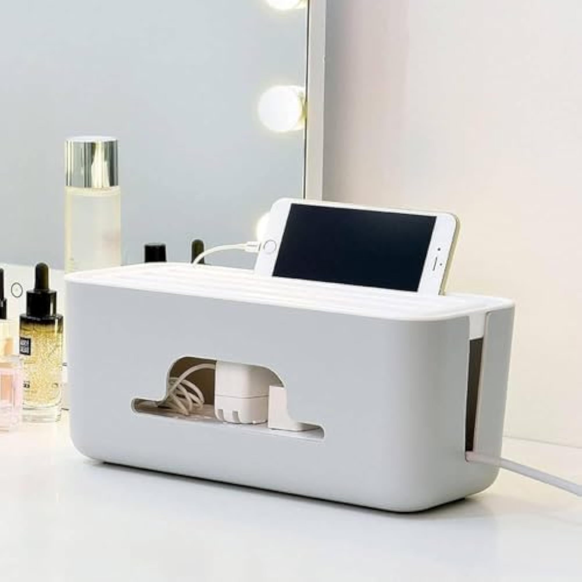 Cable Management Box for Power Strips and Cords, Organizer