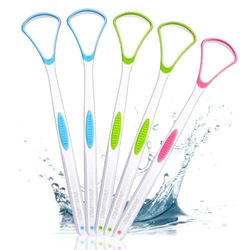 DXTECHPRO 5本3色 舌ブラシ シリコン 舌に優しく 舌クリーナー 舌磨き ブラシ 両面用 舌苔除去 舌専用クリーナー したみがき ブラシ 舌みがき 舌歯ブラシ 舌苔取り(2本ブルー 2本グリーン 1本ピンク)