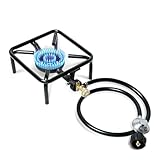 CSA Certified Portable High-Pressure Propane Burner - Outdoor Stove with LPG Hose | Lightweight & Durable for Camping, Tailgating, Patio Cooking, Home Brewing & Backyard Grilling