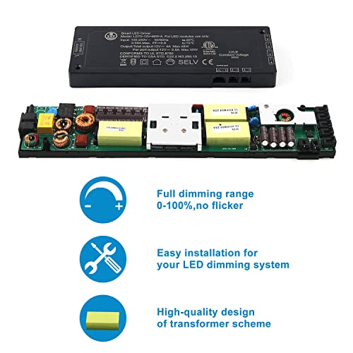 Image of VST 48W LED Power Supply 100V-240V AC to 12V DC, Low Voltage Transformmer with 12V JST Ports, Dimmable LED Driver for LED Strip Lights and Under Cabinet Lights, ETL Listed, White
