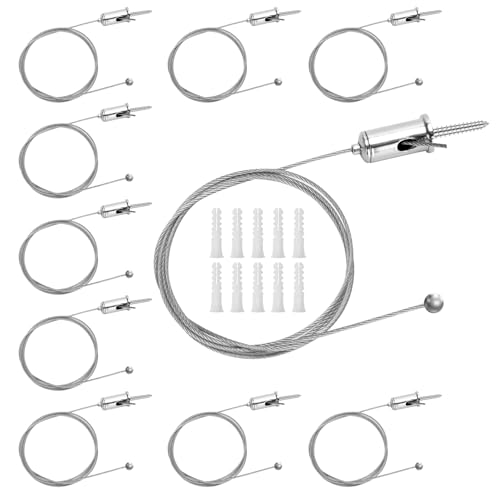 Kofuyni - Kofuyni 10-Pack 4FT/1.2m Hexagon Garage Lights Premium Suspension Cables Kit, Hexagon Led Lights Adjustable Stainless Steel Hanging Chains, Load 6.6 LB, Hexagon Lights Connectors Wire Rope Cable