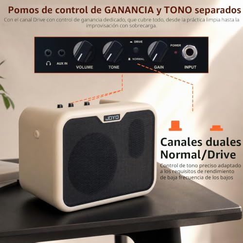 Miniatura 3 de Joyo 10w Mini Amplificador De Bajo Amplificador De Práctica De Guitarra Combo Amplificador De Bajo Portátil Pequeño Alimentado Por Batería Amplificador De Bajo De Doble Canal Ma-10b