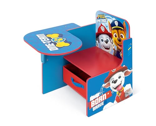 ARDITEX - Chaise-Bureau Enfant en Bois avec bac Textile de La Pat’ Patrouille Paw Patrol - 62x30x60cm - Couleur Bleue - Idéal pour Les Loisirs créatifs,...