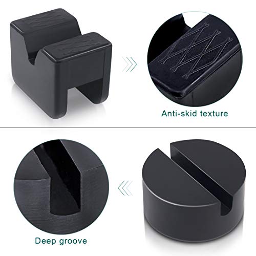 Swpeet 4 Pack 2 Types Sparta Floor Jack Pad Adapter For Jack Stand 2-4 Ton Universal Rubber Sparta Floor Slotted Frame Rail Pinch Welds Protector #TOP3