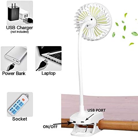 Desk Fan Clip-on Stroller Fan, 2600mAh Rechargeable Battery For Traveling Hiking Fishing Camping Stroller Fan For Baby Stroller