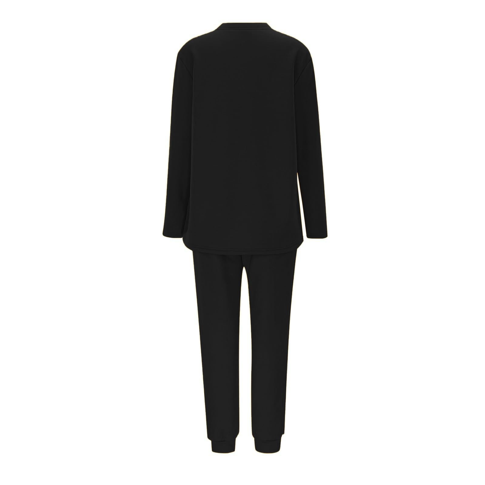 Conjunto de Pijama de Sudadera y Pantalones con Forro para Mujer para Calidez Invernal con Traje de Felpa Tops cómodos y Holgados Ropa de Estar por casa cálida de Invierno para Mujer