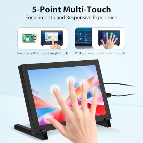 Image of ELECROW 8 Inch Touchscreen Monitor, 1280x800 IPS LCD HD Display with Stand, Portable Capacitive Touch Screen Compatible for Raspberry Pi 3 /4 /5, Win 11 /10 /8 /7, Jetson Nano, laptops, Game Consoles