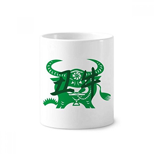 Porte-brosse à dents Ox Zodiaque Chine céramique tasse blanche stable