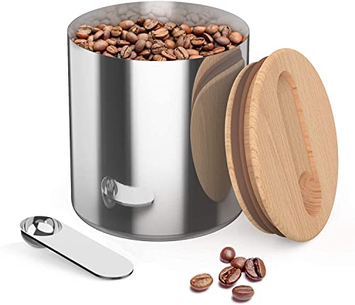 YUANJ Kaffeedose, Kaffedose Aromadicht, Kaffeedose Luftdicht Edelstahl Aromadose Kaffee Dose Behälter mit Löffel kaffeeaufbewahrungsdose für Kaffeebohnen Pulver Tee Nüsse Kakao 1500ml Cover