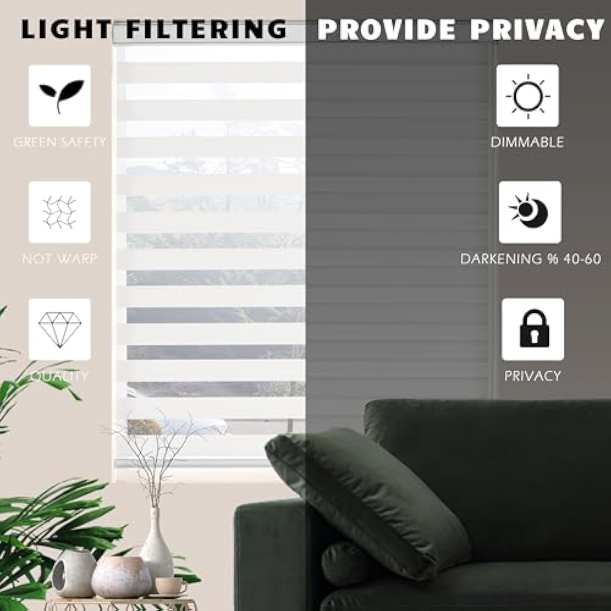 Custom Cut to Size Zebra Blinds for Windows