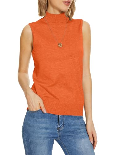 Image of INKOFF Sleeveless Mock Neck Turtleneck Knit Tops Women Dressy Casual Sweater Vest Business Work Tank