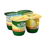 Activia Yogur Cremoso Mango -Probióticos naturales, sin glúten y con 0% azúcares - Pack: 4x115g