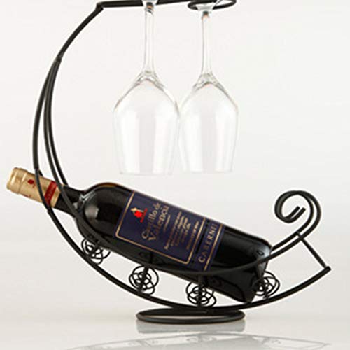 Foto von THEE Kreativ Weinregal mit Weinglashalter Flaschenregal mit Platz für 1 Flaschen und 2 Gläser Weinflaschenhalter