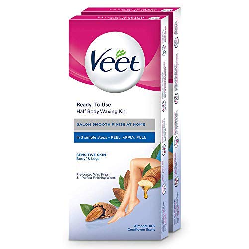 Veet Full Body Sensitive Skin Waxing Kit - (2 Strips x 2) Total = 4 Wax Strips