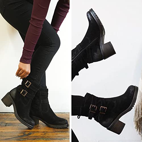 Vintage Foundry Co Womens Charmaine Handmade Burnished Rugged Classy Elegant Ankle Chelsea Boots W Adjustable Buckled Bands Side Zip Chunky Heels Victorian Combat Biker Engineer Western Goth Comic Con; Size 8 #TOP6