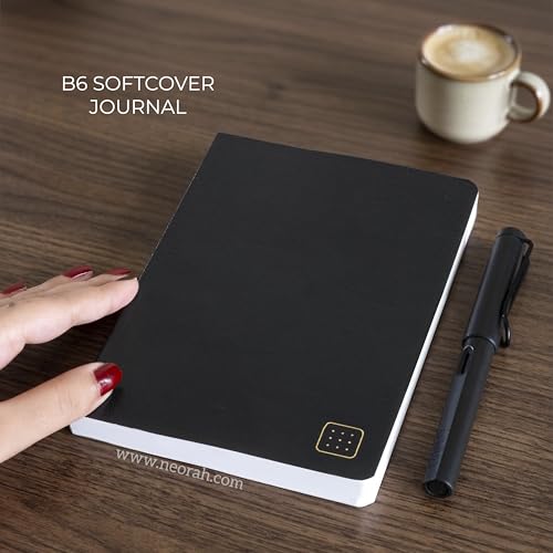 Image of NEORAH - B6 Dotgrid Notebook SOFT COVER |Organiser REFILL |Dotted notebook Journal | 110 GSM |160 pages (Size 17.5 cm x 12.5 cm)Planner Journaling Writing Note Taking Diary,Travellers Journal - BLACK