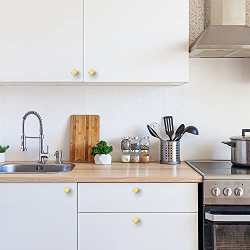 Image of Ravinte Cabinet Knobs Brushed Brass Square Knobs, Drawer Knobs, 5 Pack | Single Hole, Solid Metal, Easy Install, Screws Included, Rust-Resistant, For Cabinets, Drawers, Dressers