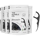 The Humble Co. Floss Picks (200 Count) &ndash; Plant Based Dental Floss Picks for Superior Oral Care, Dental Hygiene, and Gum Health, Cruelty Free Tooth Floss Picks (Charcoal, Double Thread)
