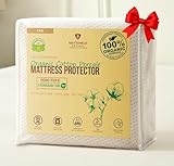 Organic Cotton Percale Waterproof Crib Mattress Protector – 280 GSM, Breathable, Soft Natural Feel – Fitted, Fits Standard Baby Crib Mattress (52" x 28")