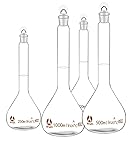 2 Stück Glas Messkolben 1–2000ml mit Glasstopfen Borosilikat Präzisions Labor Messflaschen Chemikalienbeständig(Clear,250ML)