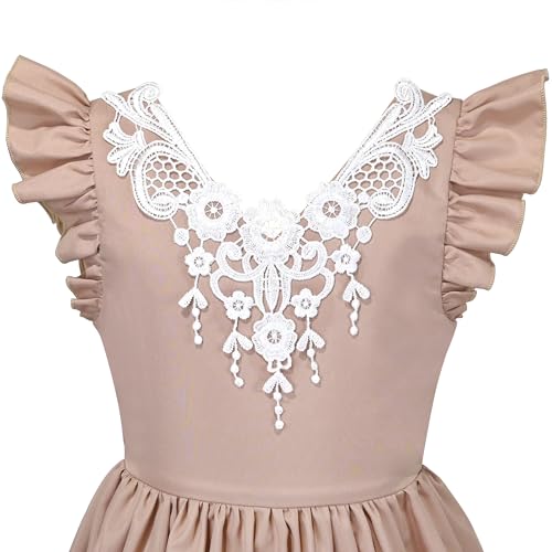 Sunny Fashion Girls Dress Lace Hi-lo Hollow Back Ruffle Sleeve Party Pageant4