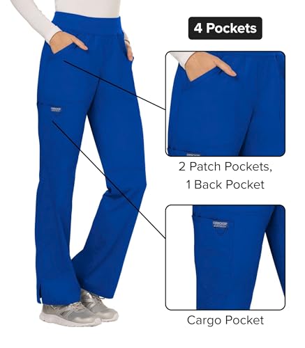 Image of Cherokee Women Scrub Pant with Straight Leg Pull-on Pant Medical Bottom with 4 Pocket & 2-Way Stretch Fabric - WW110