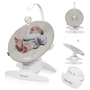 LIONELO IRIS – Elektrische Baby wipstoel met 360° Draaibaar Zitje | 5 Snelheden | Verstelbare Rugleuning | 12 Melodieën | Veiligheidsgordel | Antislipbasis | Afstandsbediening