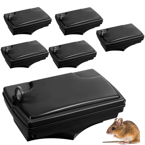 Qualirey 6 Pcs Rat Bait Stations with 6 Keys Reusable Heavy Duty for Rodents Outdoor Mouse Large...