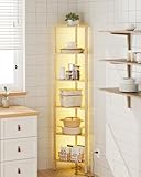 Apetaccat Estantería esquinera de 6 Niveles con luz LED, 37 × 27 × 150 cm