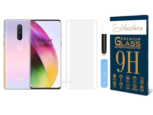 Image of GlassVerse 8 UV Tempered Glass Screen Protector. Pack Of 1 | 3D Curved Edge | 9H Hardness | Full UV Glue with UV Light | Anti-Scratch | Case Friendly | HD Clear. (6.55 Inches)