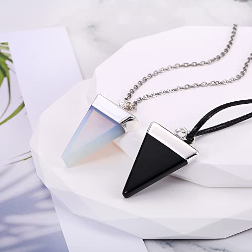 Black Obsidian Opal Stone Necklace For Men Women Arrows Shape Healing Crystal Matching Necklaces Arrowhead Jewelry #TOP3