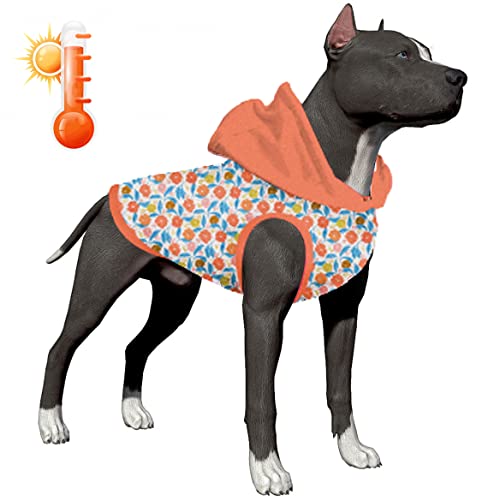 Lovinpet Dog Fleece Hoodie, Windproof Dogs Outfits, Soft Flannel Warm Dog Winter Coat, Update Fit Skin-Friendly Fabric Meadow Pink/Multi Prints Dog Clothing For Autumn Winter Using #TOP10