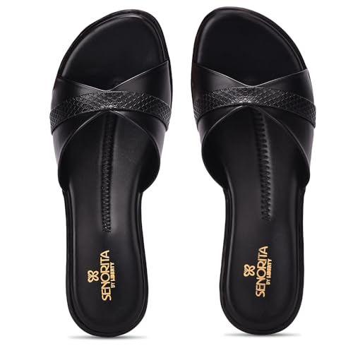 Image of Liberty Women Lt-121 Black Casual Slippers -6.5 UK(40 EU)