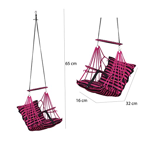 BOFFLE® Cotton Swing Chair for Kids Baby's Children Folding and Washable1-3 Years with Safety Belt/Home,Garden Jhula for Babies|Swing for Kids | Seat and Back Side 16x16 inch