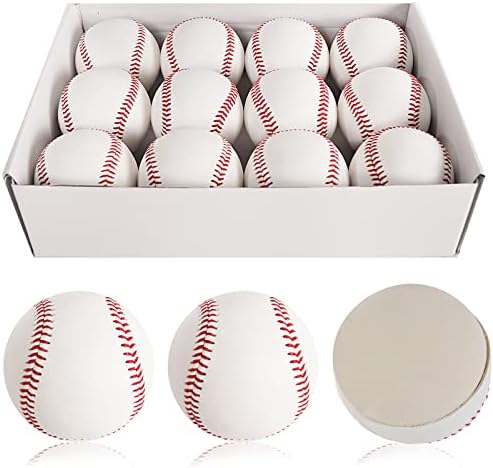 bkk Bkkack Soft Baseballs, T Ball Baseballs 12 Pack Autograph Baseball Bulk,Standard Size Leather Baseballs 9 Inch Unmarked Baseballs for Pitching/Autographs/Training¡­ (Soft)