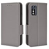 QINOUK Étui pour ZTE Blade L9, boucle latérale magnétique, étui portefeuille en cuir PU, [3 emplacements] [Fonction support] Compatible avec ZTE Blade L9-Gris