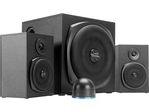 Speedlink Gravity LT Altavoz para PC Sistema de Sonido 2.1 Bluetooth - con subwoofer de Madera, Sistema de Altavoces Activos de 80 vatios, Conector AUX de 3,5 mm, Mando a Distancia RGB, Negro - imagen 2