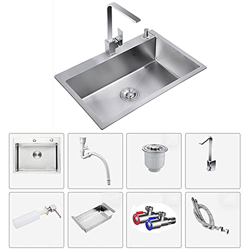 Évier en acier inoxydable encastré 50x40 cm argent avec mitigeur géométrique