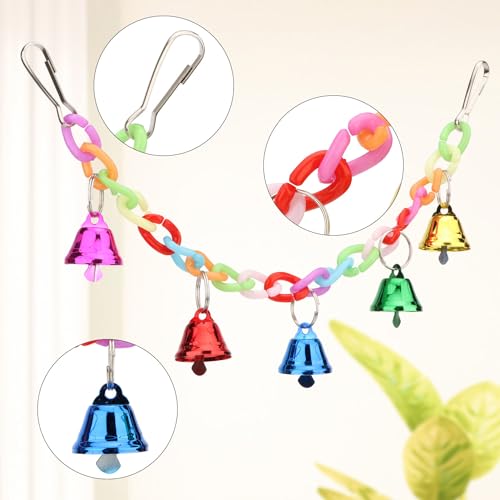 Image of Hypeety Parrot Chew Toys Swing Colorful Bells Chandelier Bird Hanging Toy Parrot Cage Craft Toys Cages African Grey Conure Cockatiel Swing Bell