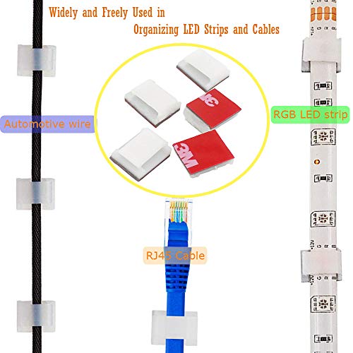 Image of 100Pack Mounting Fixing Clips with Screw, and 50Pack Self-Adhesive LED Strip Brackets Holder for 10mm Width LED Strip Light