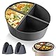 Aolso 4 Silikon Einsätze für Schongarer für 6QT Crock Pot, Wiederverwendbares Schmortopf Einsatz Zubehör mit 2 Silikon Ofenhandschuhen, 4 in 1 Einsätze für Slow Cooker BPA-frei (Grau)