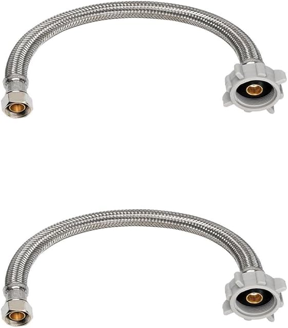(10pcs 12 inch) PLUMBINGMASTER Toilet Water Supply Line,3/8" Comp x 7/8" BC Braided Stainless Steel Toilet Supply Line,Toilet Connector Hose with Anti-Leaking Brass Nut