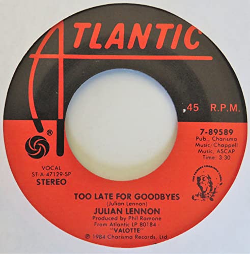 JULIAN LENNON 45 RPM Too Late For Goodbyes / Let Me Be - Les Beatles, Paul McCartney, John Lennon, RIngo Starr, George Harrison JULIAN LENNON 45 RPM Too Late For Goodbyes / Let Me Be – Image 4