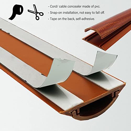 Walnut Color Cord Cover - Half Round Cable Concealer & Wire Hider Management Kit for Floor & Wall, Ideal for Bedroom & Office, Self-Adhesive, Stores Up to 3 Cables