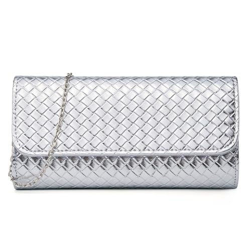 Image of DETARA Woven Evening Bag Clutch Purses for Women Fashion PU Leather Crossbody Purse for Wedding Party and Prom