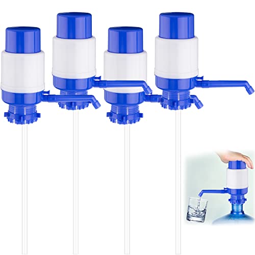Lallisa 4 Pcs Water Bottles Pump Blue Manual Hand Water Dispenser Pressure Drinking Dispenser With Extra Short Tube And Cap Fits Most 2-5 Gallon Water Coolers #TOP16