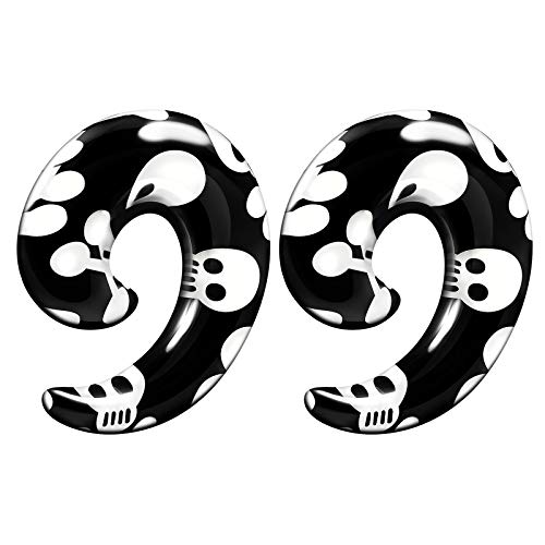 Pair of Acrylic Gauges 12 mm Taper Spiral Hand Painted Skull Piercing Jewelry Taper Earring Piercing Stretching Ear BG11224