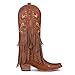 SaraIris Women's Brown Knee High Boots - Modern Western - Embroidered - Pull On - Pointed Toe - 8 US (8 CM Heel) - All Seasons - Casual, Shopping, Date, Party, Travel, Dress, Walking