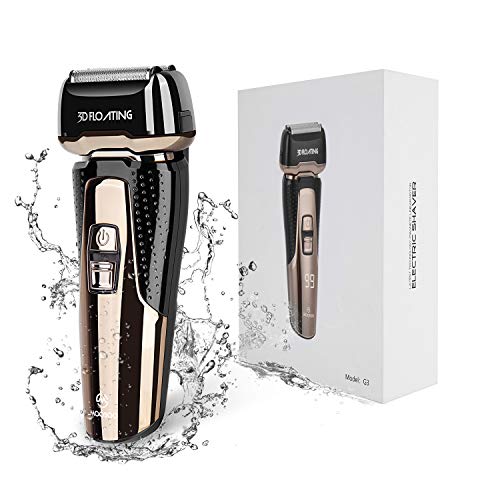 Rasierer Herren Elektrisch, mit Präzisionstrimmer, IPX7 Wasserdicht, wiederaufladbarer und kabelloser Wet&Dry, 60 Min. Laufzeit, abwaschbar,