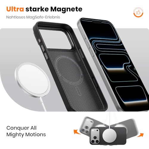 Coque en carbone iPhone 17 Pro Max antichoc Magsafe avec support de visionnage - 5